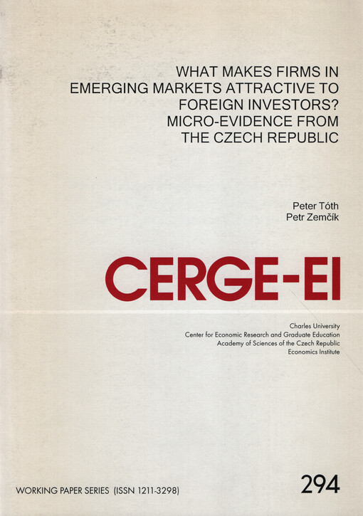 What makes firms in emerging markets attractive to foreign investors? Micro-evidence from the Czech Republik