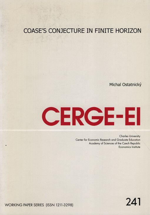Coase's conjecture in finite horizon