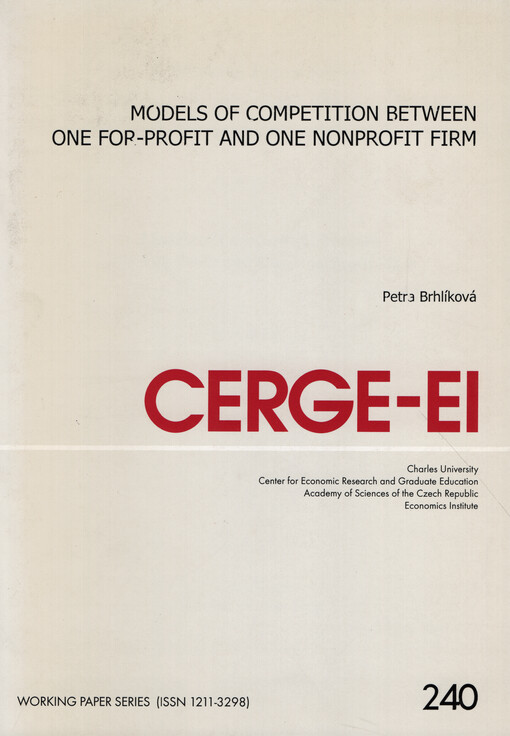 Models of competition between one for-profit and one non profit firm