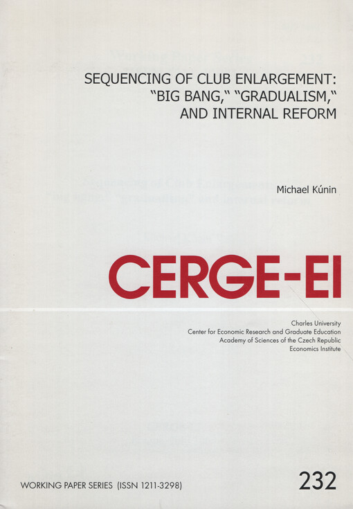 Sequencing of club enlargement: 