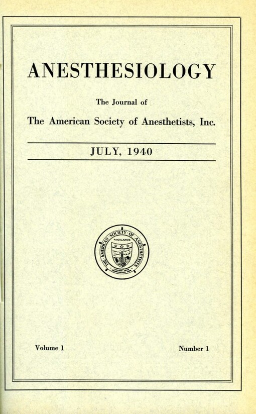 Anesthesiology : the journal of the American Society of Anesthesiologists