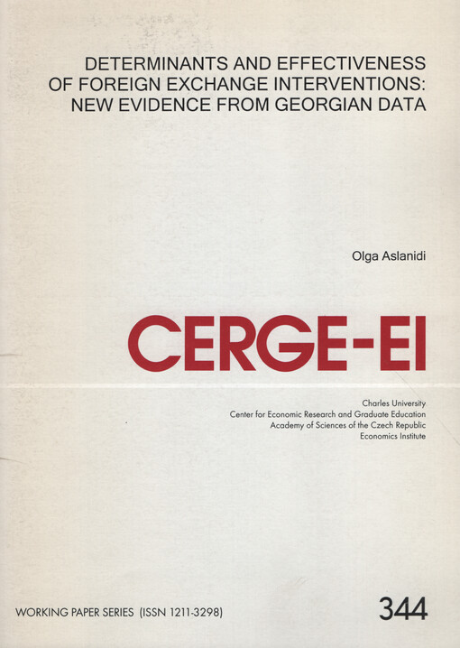 Determinants and effectiveness of foreign exchange interventions : new evidence from georgian data