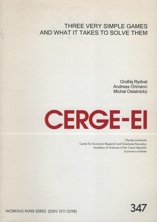 Three very simple games and what it takes to solve them