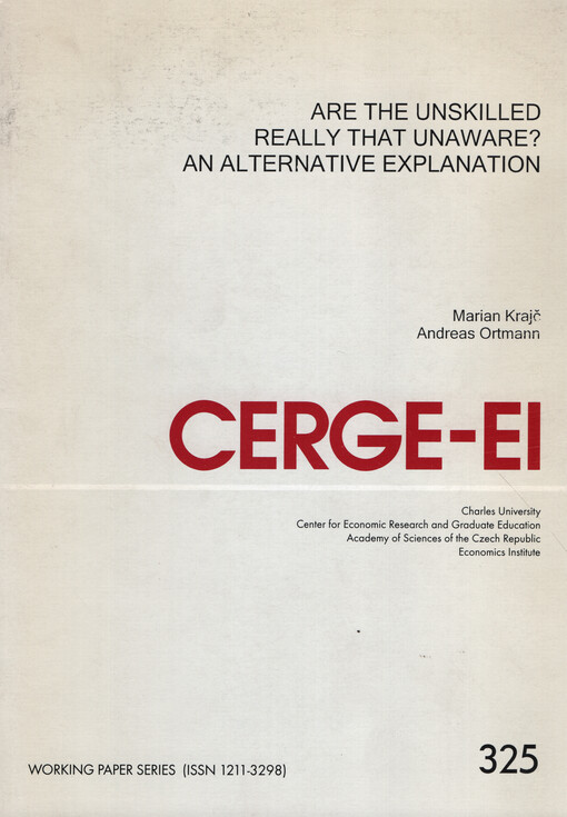 Are the unskilled really that unaware? : an alternative explanation