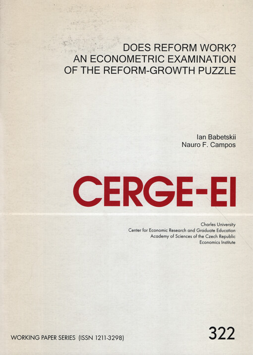 Does reform work? : an econometric examination of the reform-growth puzzle
