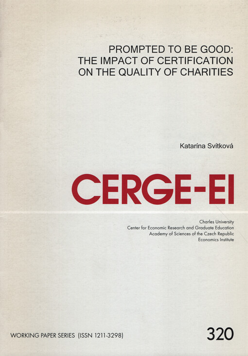 Prompted to be good : the impact of certification on the quality of charities