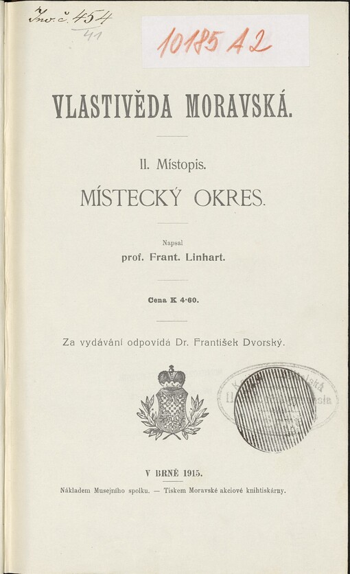 Vlastivěda moravská.II,Místopis Moravy.