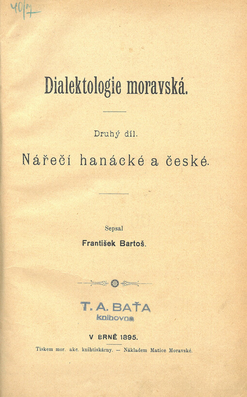 Dialektologie moravská.