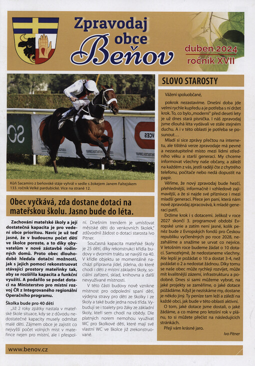 Zpravodaj obce Beňov