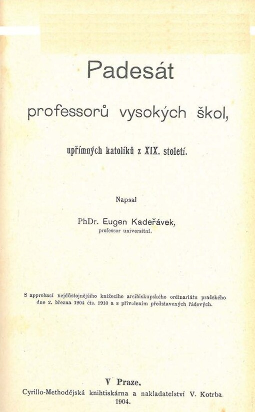 Padesát professorů vysokých škol, upřímných katolíků z XIX. století