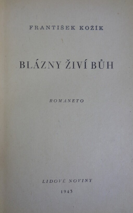 Blázny živí Bůh :romaneto