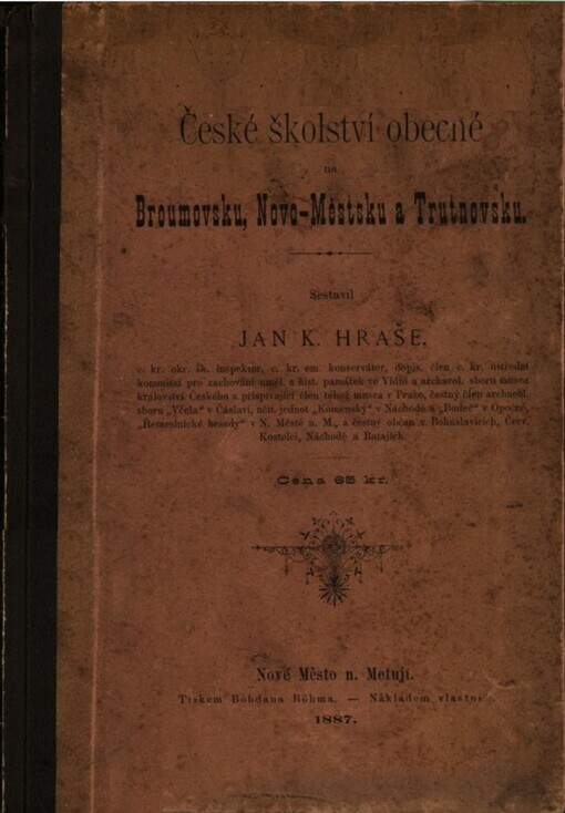 České školství obecné na Broumovsku, Novo-Městsku a Trutnovsku