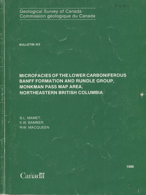 Microfacies of the Lower Carboniferous Banff formation and Rundle group, Monkman Pass map area, Northeastern British Columbia