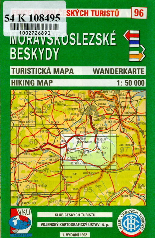 Moravskoslezské Beskydy turistická mapa 1:50 000