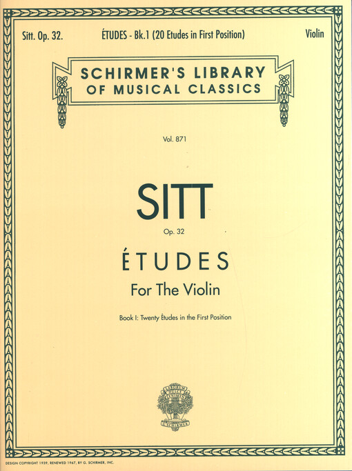 Etudes for the violin, Op 32. Book 1, Twenty etudes in the first position
