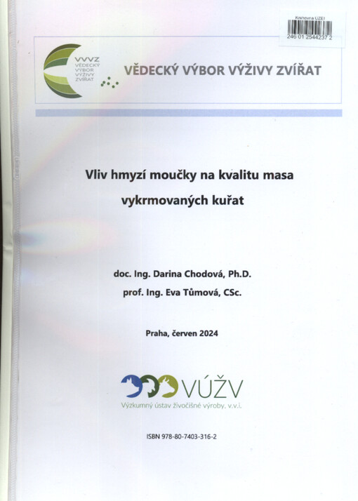Vliv hmyzí moučky na kvalitu masa vykrmovaných kuřat