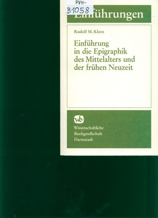 Einführung in die Epigraphik des Mittelalters und der frühen Neuzeit