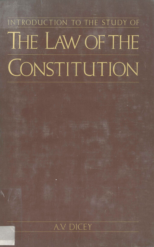 Introduction to the study of the law of the constitution