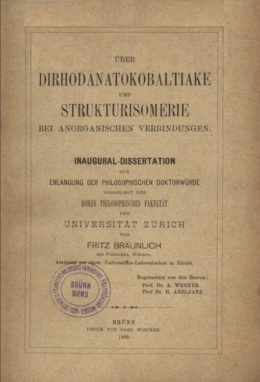 Über Dirhodanatokobaltiake und Strukturisomerie bei anorganischen Verbindungen