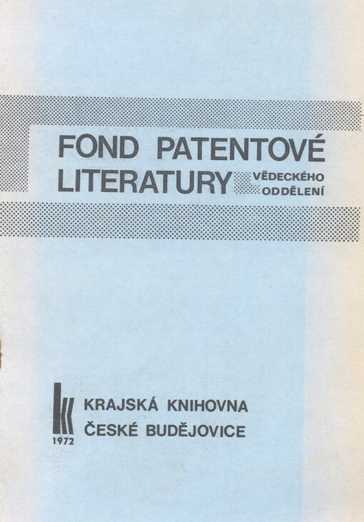Fond patentové literatury vědeckého oddělení