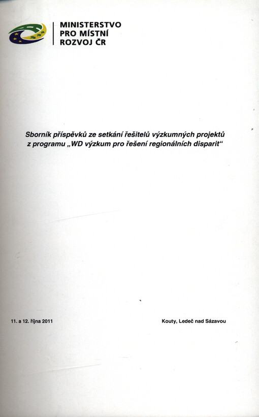 Sborník příspěvků ze setkání řešitelů výzkumných projektů z programu 