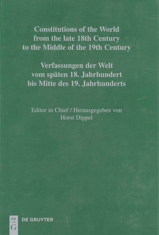 Constitutions of the world from the late 18th century to the middle of the 19th century : sources on the rise of modern constitutionalism. Europe. Volume 10, Constitutional documents of Italy and Malta 1787-1850. Part II, Modena and Reggio - Verona Malta