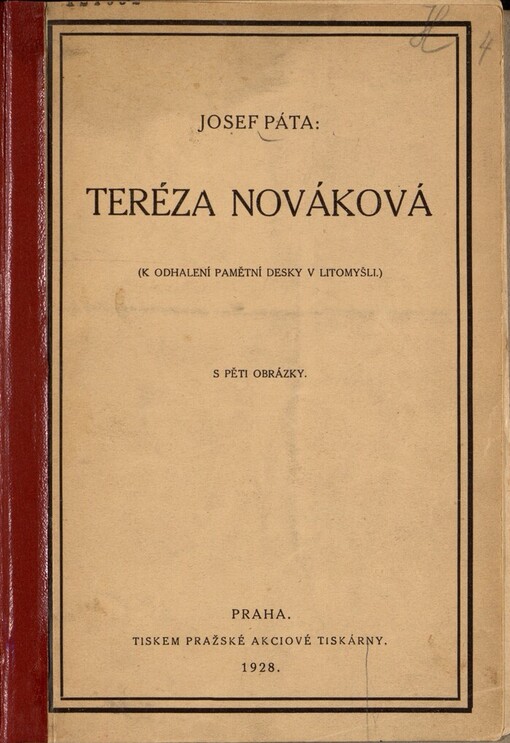 Teréza Nováková: [K odhalení pamětní desky v Litomyšli]