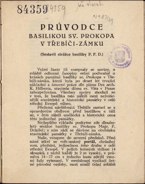 Průvodce basilikou Sv. Prokopa v Třebíči - zámku