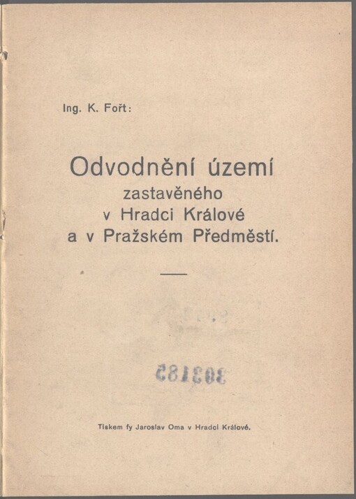 Odvodnění území zastavěného v Hradci Králové a v Pražském Předměstí