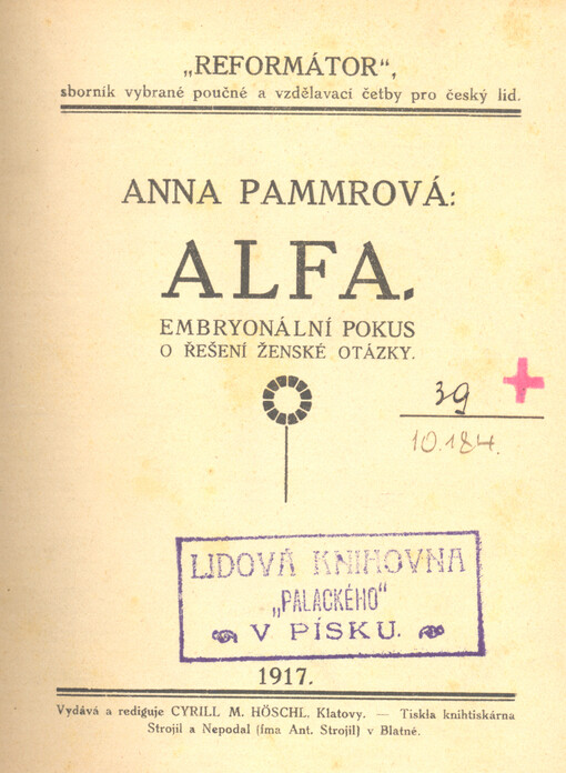 Alfa : embryonální pokus o řešení ženské otázky