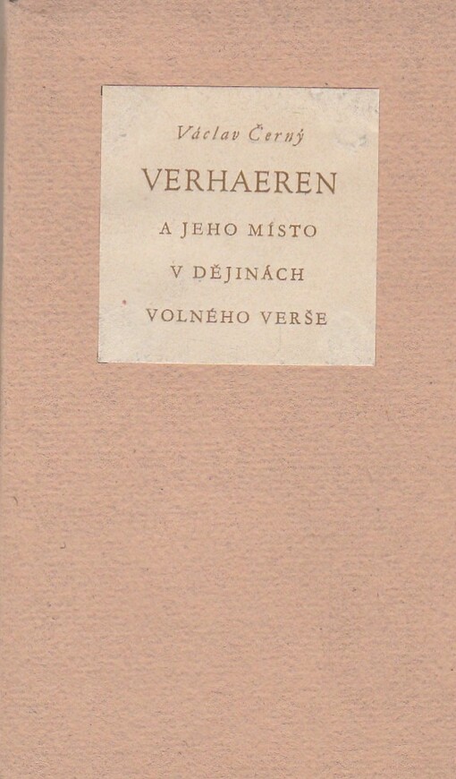 Emile Verhaeren a jeho místo v dějinách volného verše