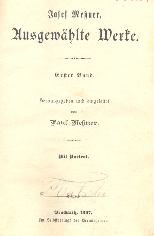 Josef Messner, Ausgewählte Werke. Erster Band
