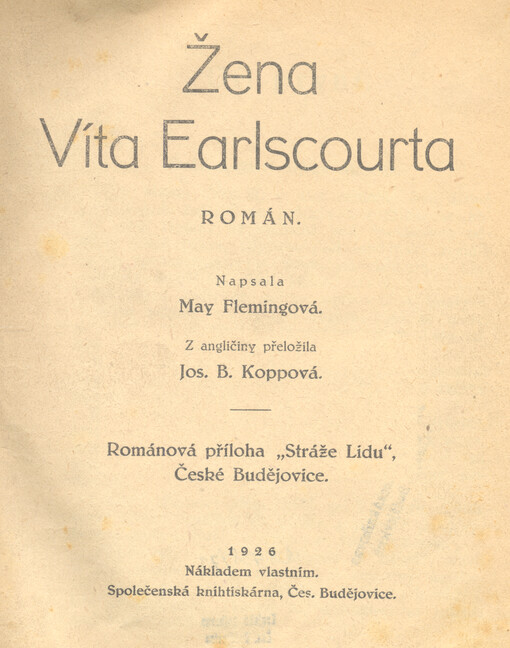Žena Víta Earlscourta : román