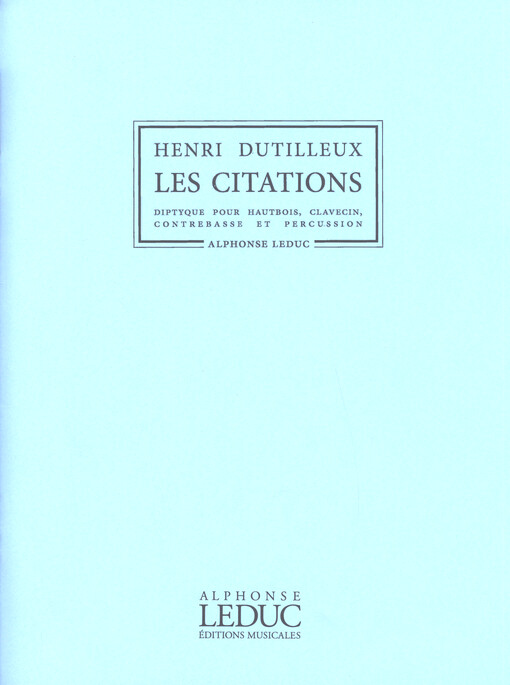 Les Citations : di pour hautbois, clavecin, contrebasse et percussion, parties