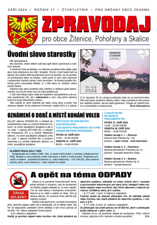 Zpravodaj pro obce Žitenice, Pohořany a Skalice
