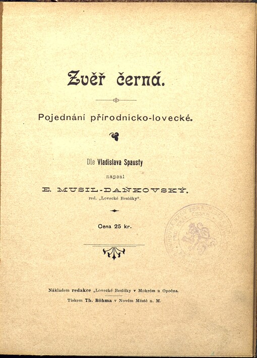 Zvěř černá :pojednání přírodnicko-lovecké