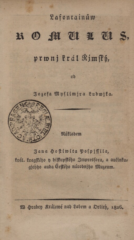 Lafontainůw Romulus, prwnj král Řjmský