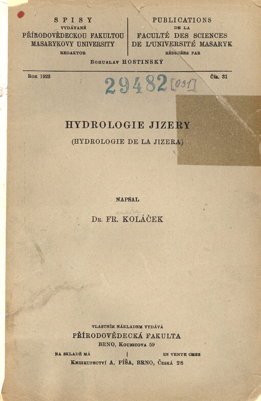 Hydrologie Jizery = [Hydrologie de la Jizera]