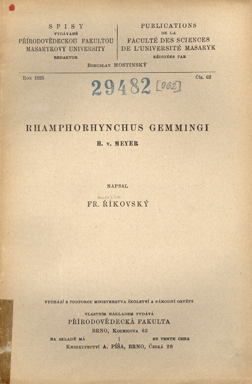 Rhamphorhynchus Gemmingi H. v. Meyer