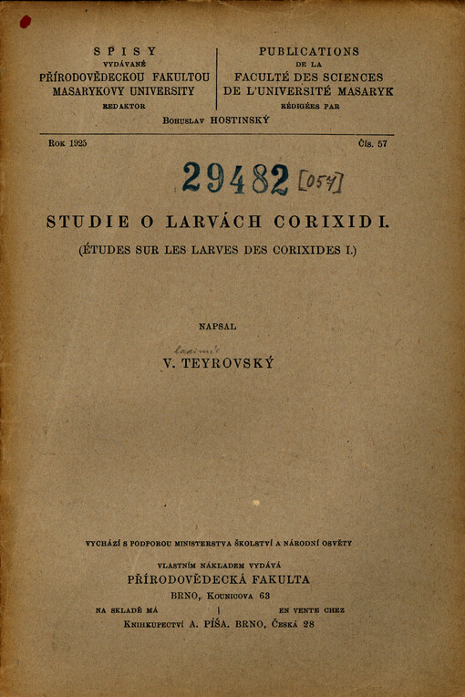 Studie o larvách corixid = Études sur les larves des corixides. I