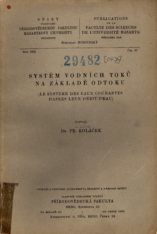 Systém vodních toků na základě odtoku = Le système des eaux courantes d'après leur débit d'eau