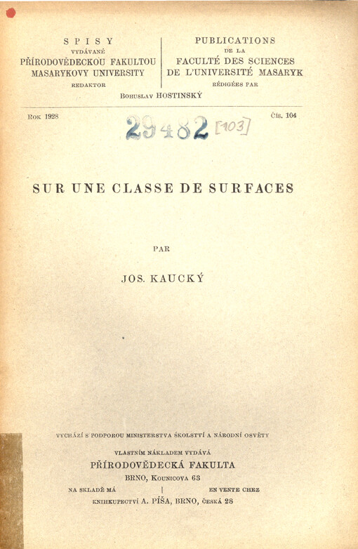 Sur une classe de surfaces