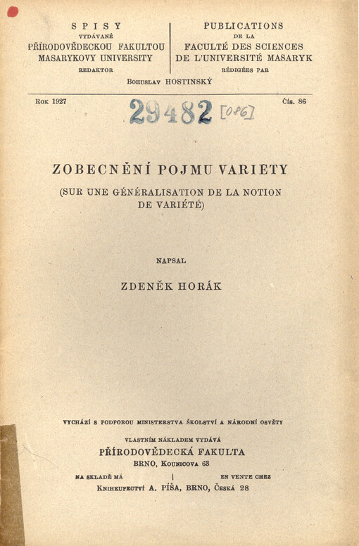 Zobecnění pojmu variety = Sur une généralisation de la notion de variété