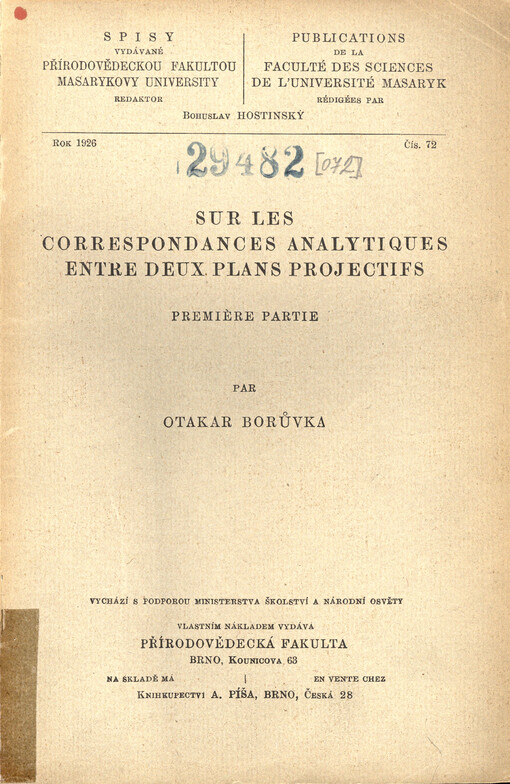 Sur les correspondances analytiques entre deux plans projectifs. Première partie