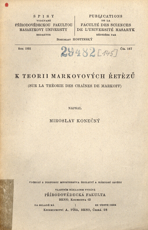 K teorii Markovových řetězů = Sur la théorie des chaînes de Markoff