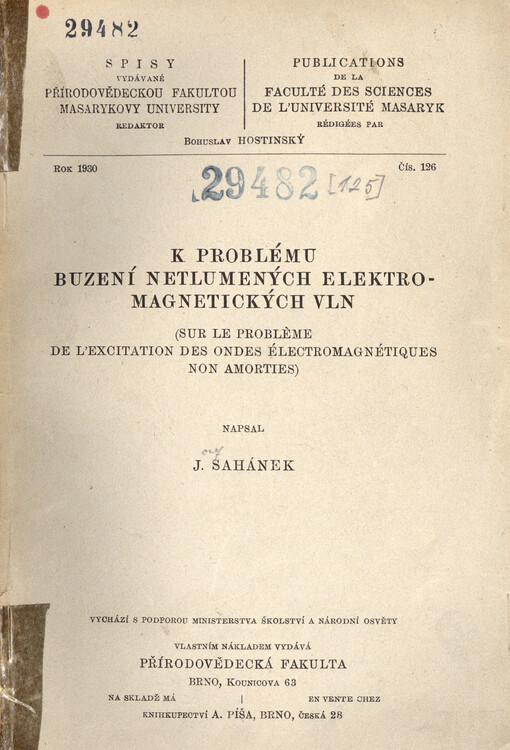 K problému buzení netlumených elektromagnetických vln = Sur le problème de l'excitation des ondes électromagnétiques non amorties