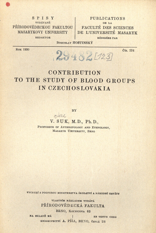 Contribution to the study of blood groups in Czechoslovakia