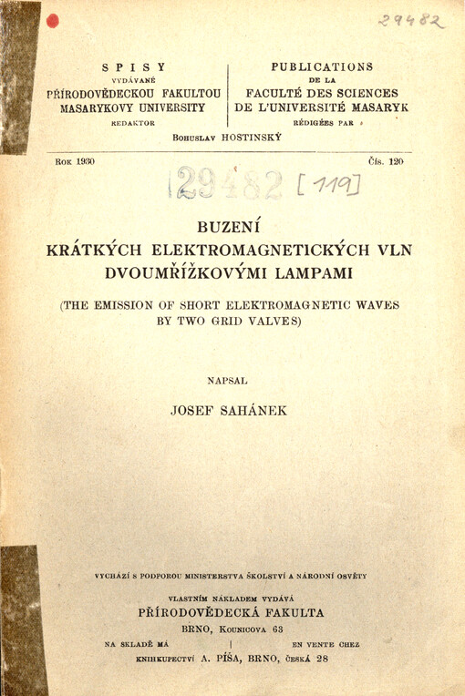 Buzení krátkých elektromagnetických vln dvoumřížkovými lampami = Emission of short elektromagnetic waves by two grid valves