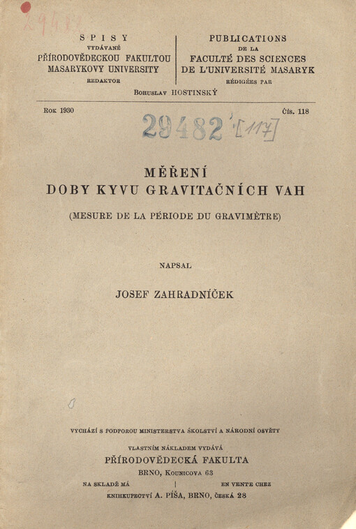 Měření doby kyvu gravitačních vah = Mesure de la période du gravimètre