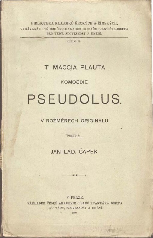 T. Maccia Plauta komoedie Pseudolus